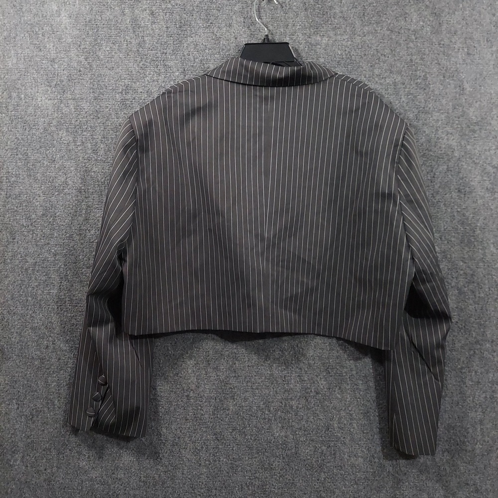 Boohoo Blazer Womens 16 Plus Gray Pinstripe‎ Cropped Lined Jacket - Picture 3 of 10